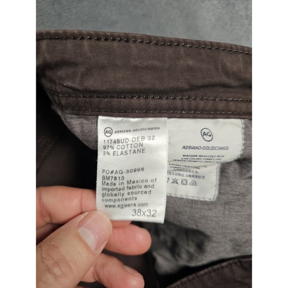 AG Adriano Goldschmied Jeans Graduate Tailored Leg Mens 38x32 Sueded Denim Brown - Picture 3 of 9